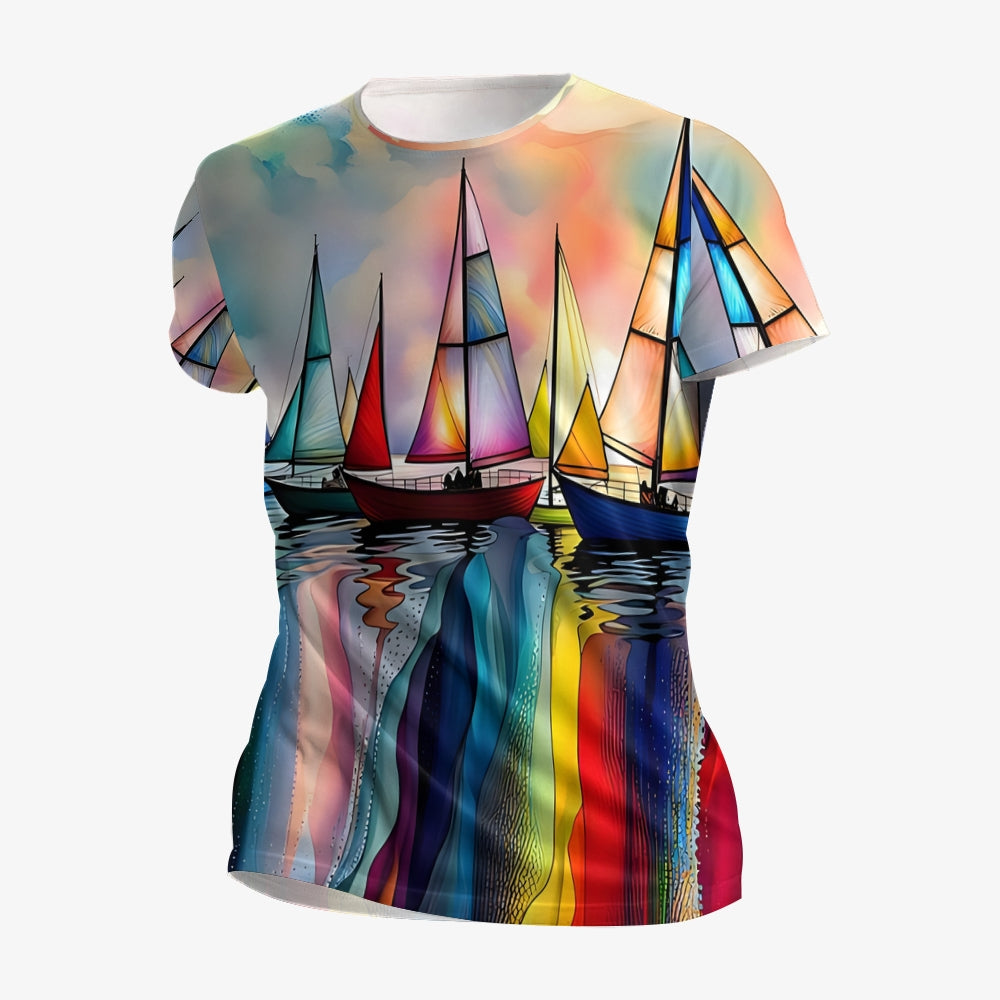 Sailboat Men's Casual Printed Short Sleeve T-Shirt