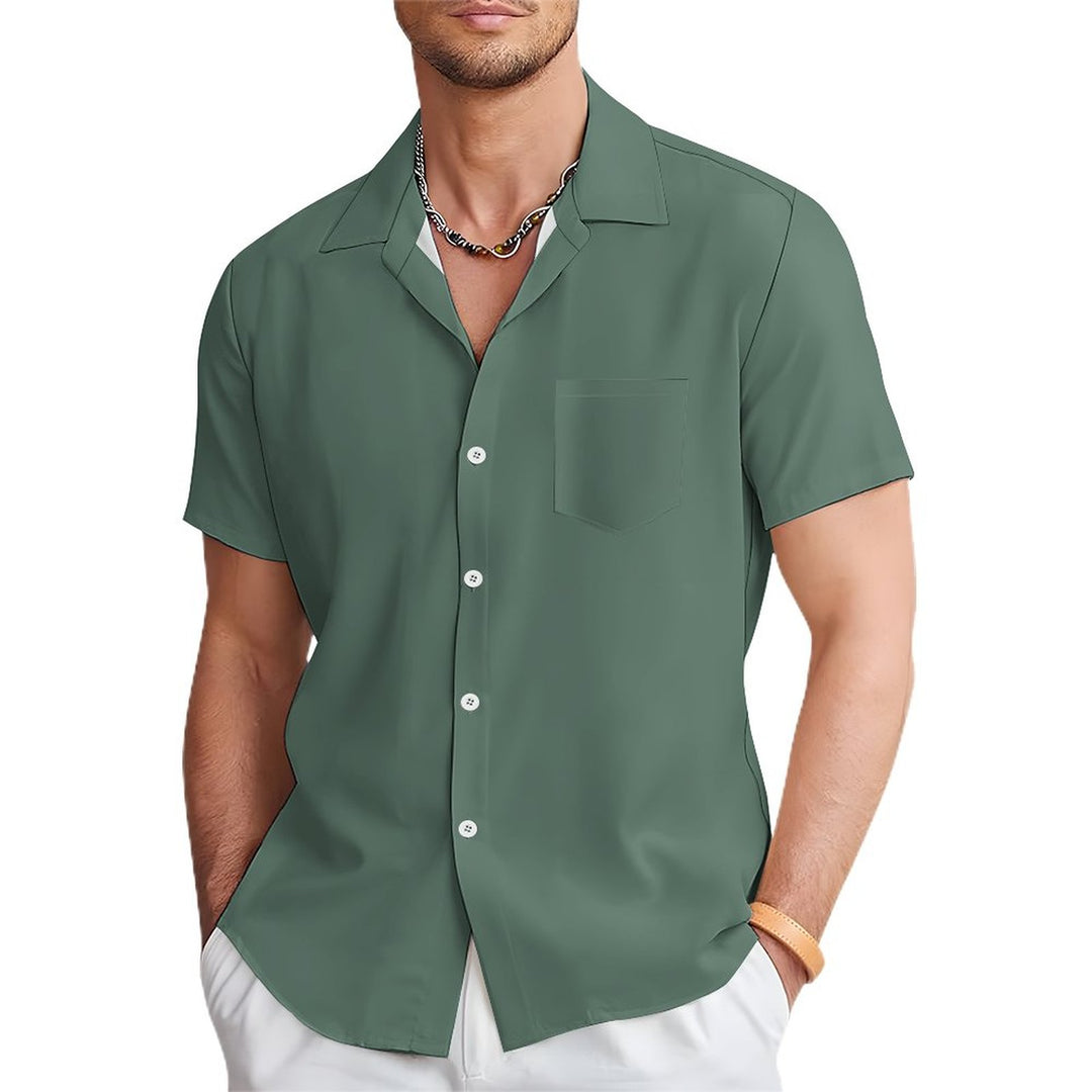 Men's Solid Color Casual Short Sleeve Shirt 2312000443