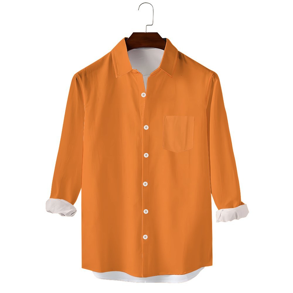 Men's Casual Solid Color Long Sleeve Shirt 2312000452