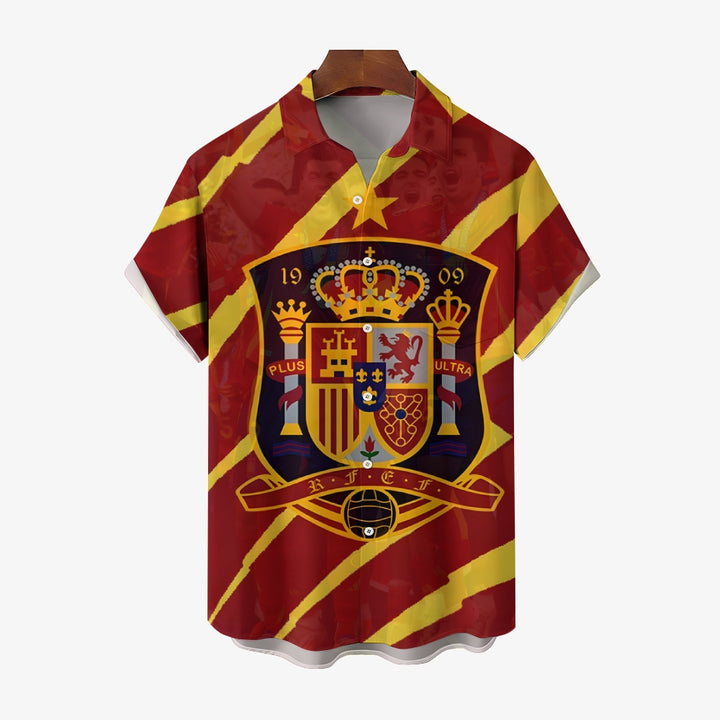 Spain European Cup Casual Large Size Short Sleeve Shirt 2407002080