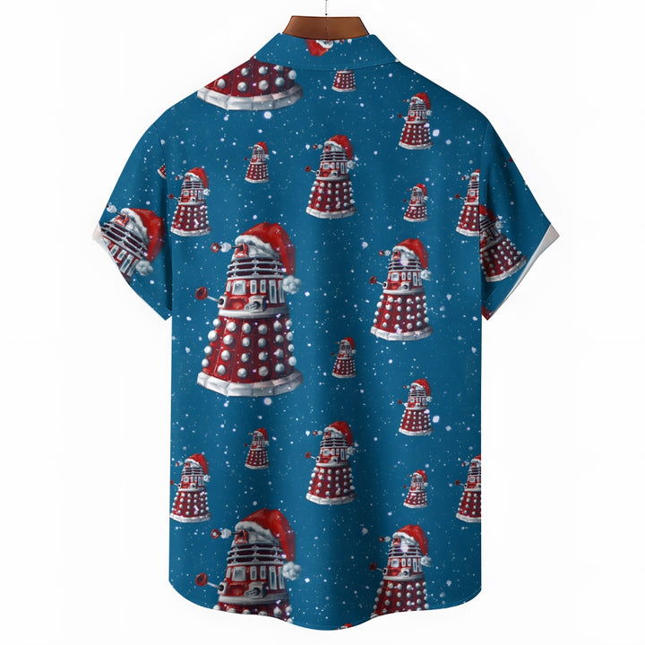 Men's Christmas Cartoon Robot Short Sleeve Shirt 2410006965