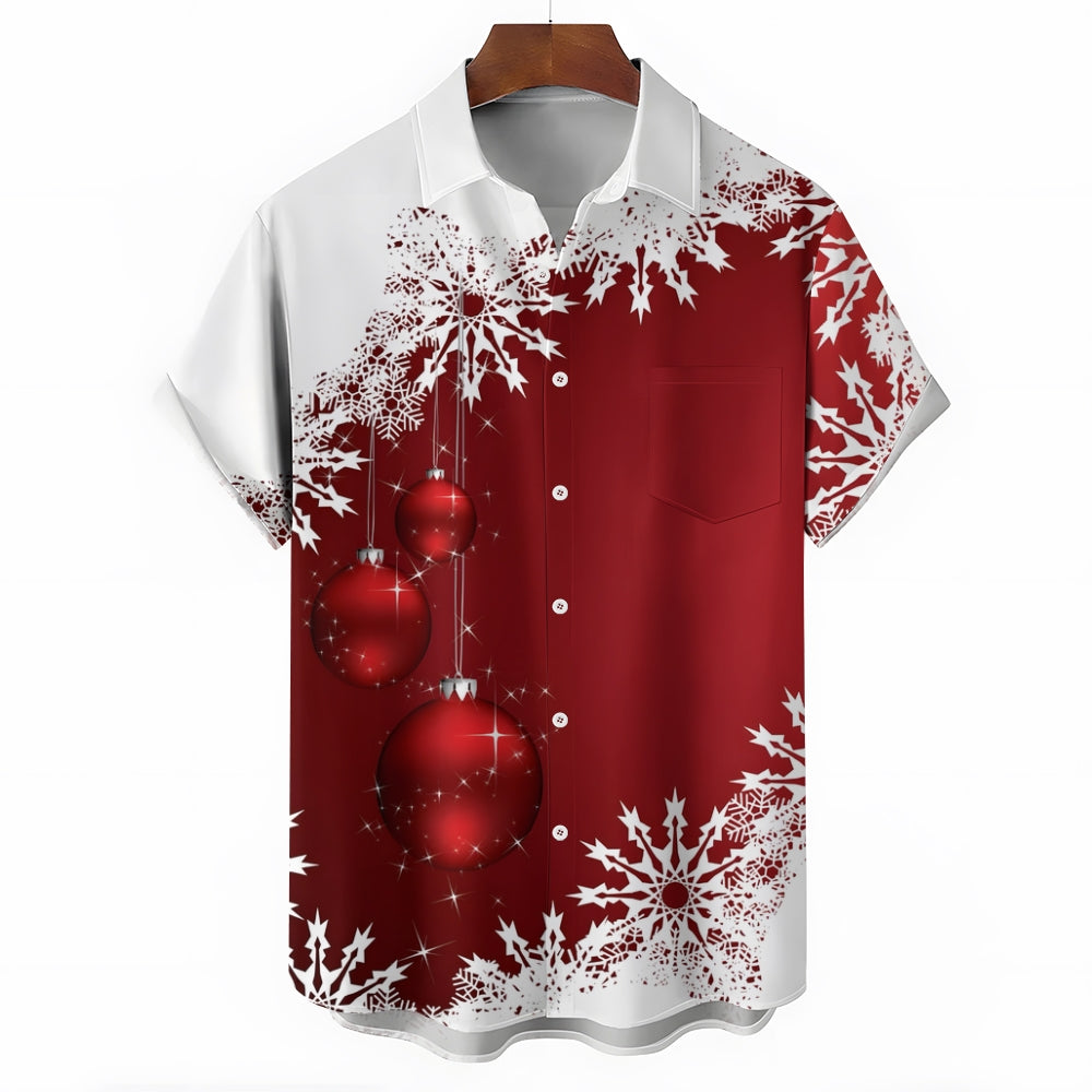 Christmas Ornament Ball Casual Large Size Short Sleeve Shirt 2408003956