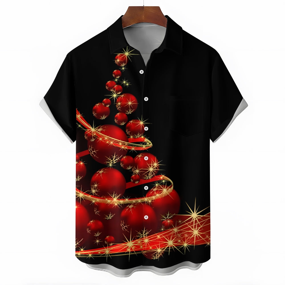 Christmas Tree Ball Casual Short Sleeve Shirt 2409006077