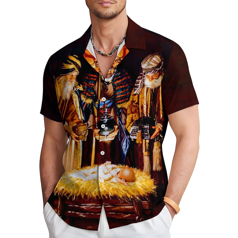 Three Kings Day Epiphany Prints Casual Short Sleeve Shirt 2411011947