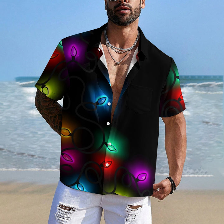 Christmas Lights Cartoon Casual Large Size Short Sleeve Shirt 2407004227