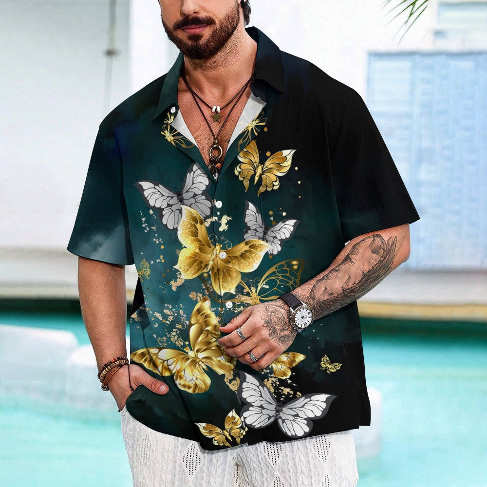 Men's Butterfly Print Casual Short Sleeve Shirt 2501001504