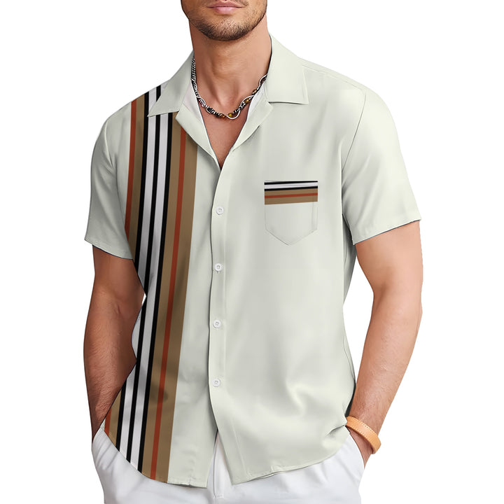 Men's Classic Striped Casual Short Sleeve Shirt 2404001520