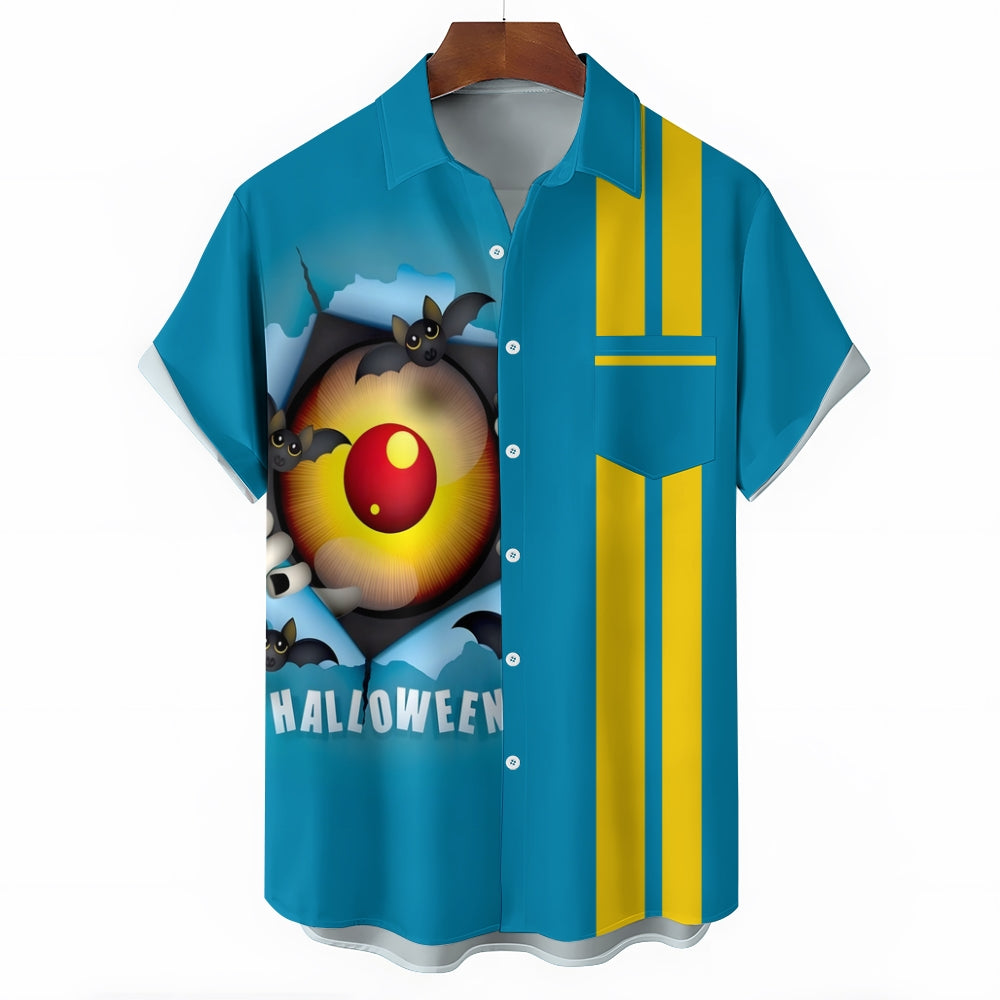 Halloween Eyes Casual Short Sleeve Shirt 2409006174