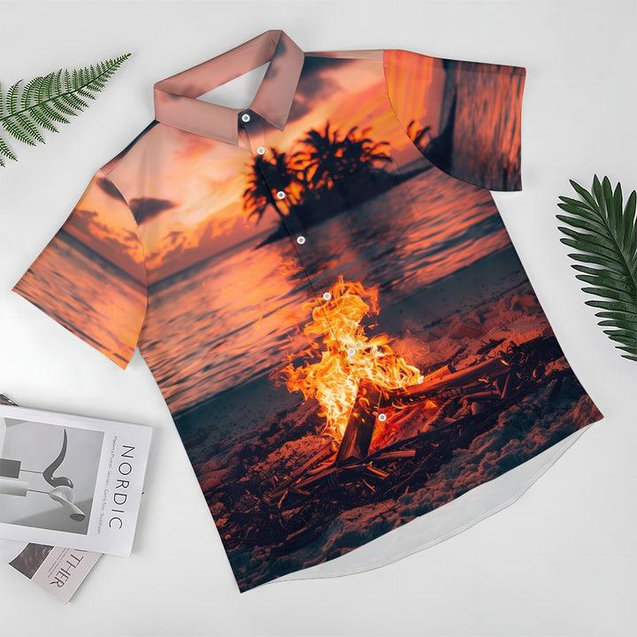 Sunset Bonfire Casual Short Sleeve Shirt 2408002803