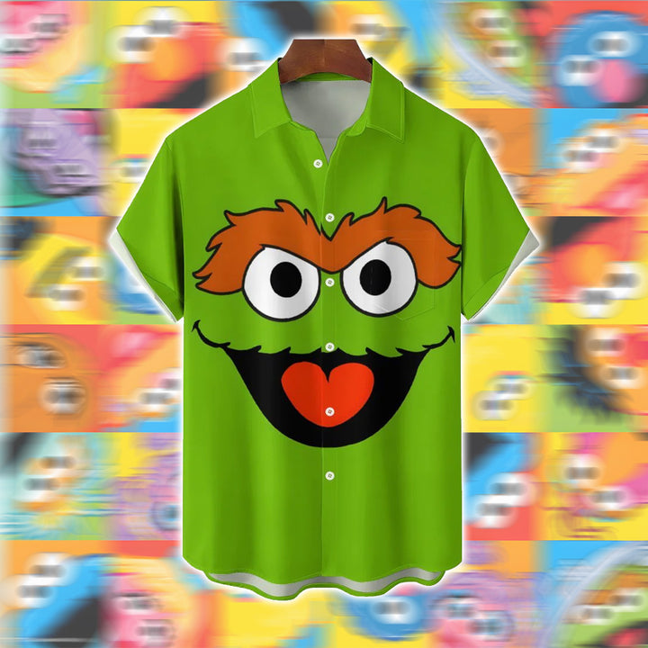 Casual Short-Sleeved Shirt Worn By Cartoon Characters With Friends 2401000301