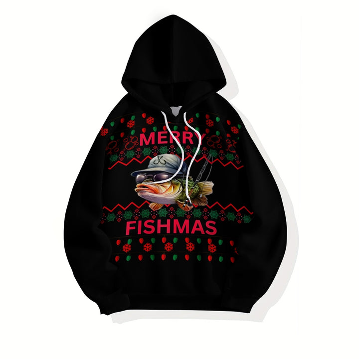 Plue Size Fishing Lovers Christmas Printed Hoodies 2411009466