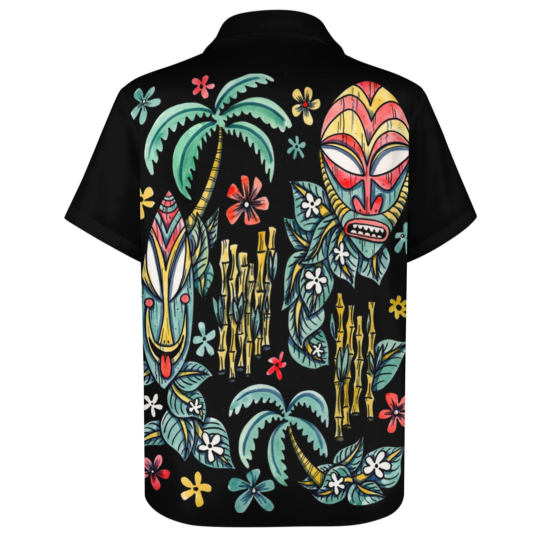 Men's Tribal Mask Casual Short Sleeve Shirt 2403000916