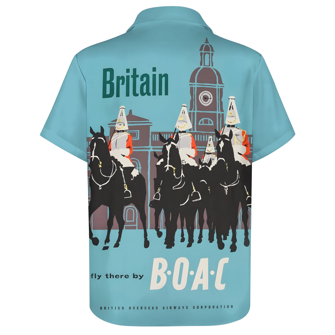 Men's British Knight Print Casual Short Sleeve Shirt 2403000508