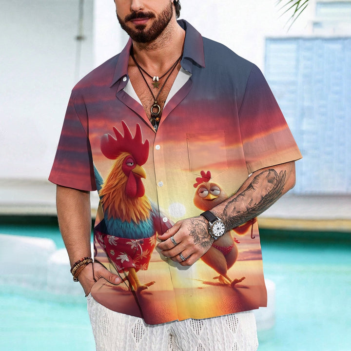 Love Chicken Hawaiian Casual Short Sleeve Shirt 2409002579