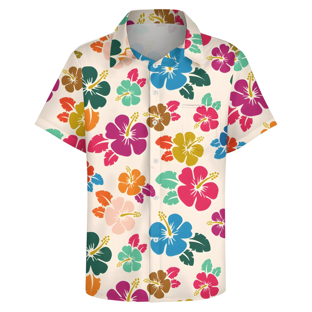 Men's Hawaiian Flowers Casual Short Sleeve Shirt 2404001807