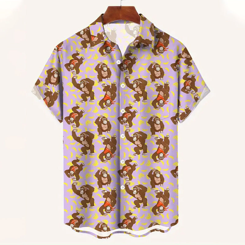 Mens Fashionable Monkey Print Shirt