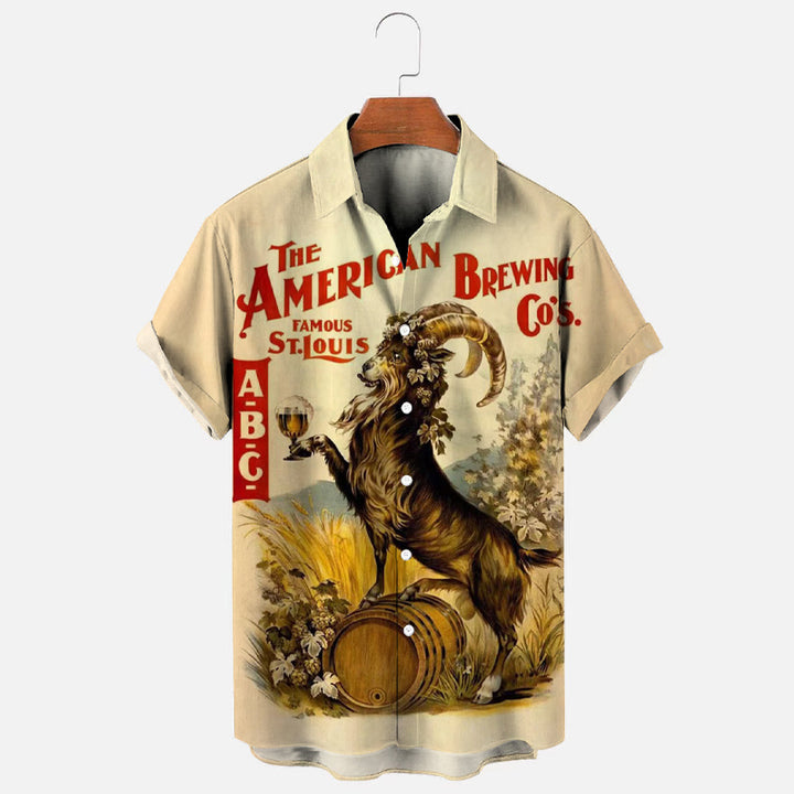 Retro Beer Hawaiian Casual Short Sleeve Shirt