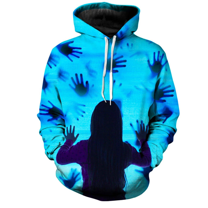 Men's Halloween Handprint Print Long Sleeve Hoodie