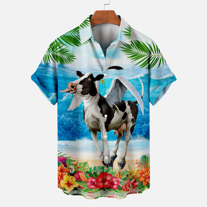 Hawaii Funny Cow Pattern Men's Short Sleeve Top