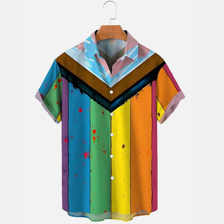 Gay Pride Rainbow Flag Print Short Sleeve Shirt