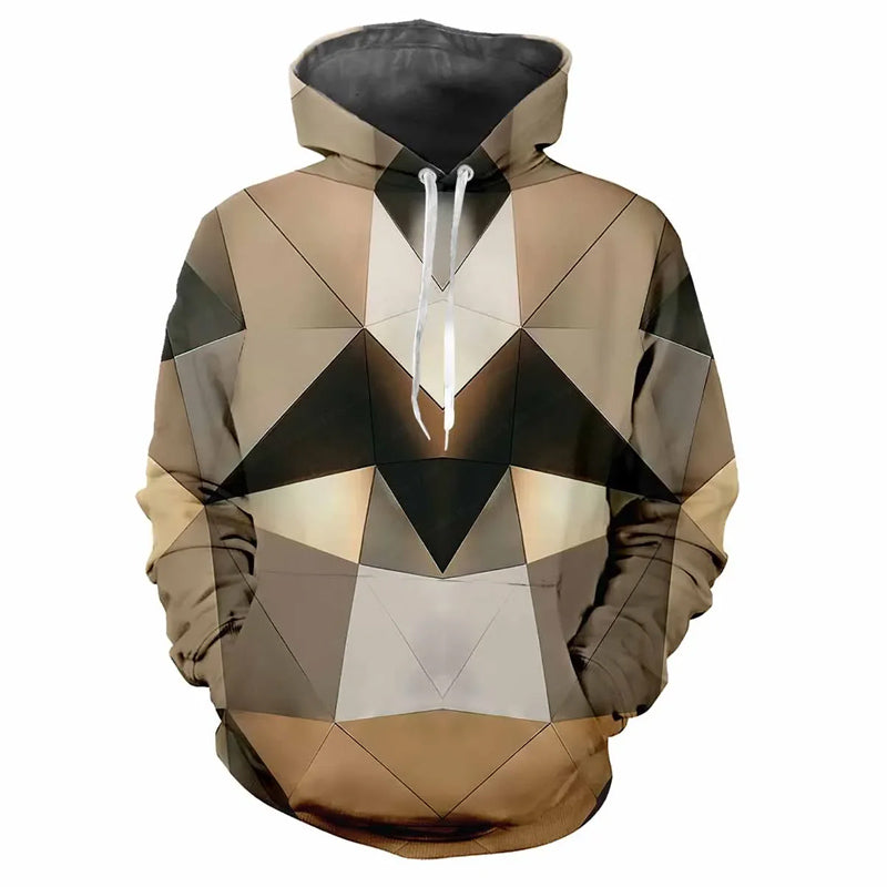 Men's Printed Color Lattice Patterns Digital Printing Hoodie