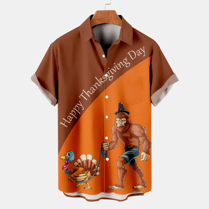 Men's Thanksgiving Day Print Short Sleeve Shirt