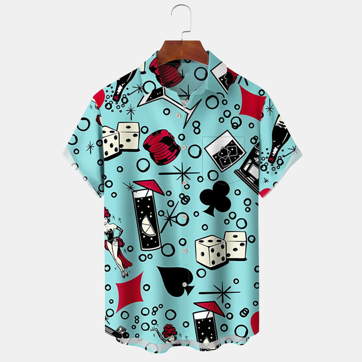 60s Mid-Century Geometric Poker Cocktail Shirt