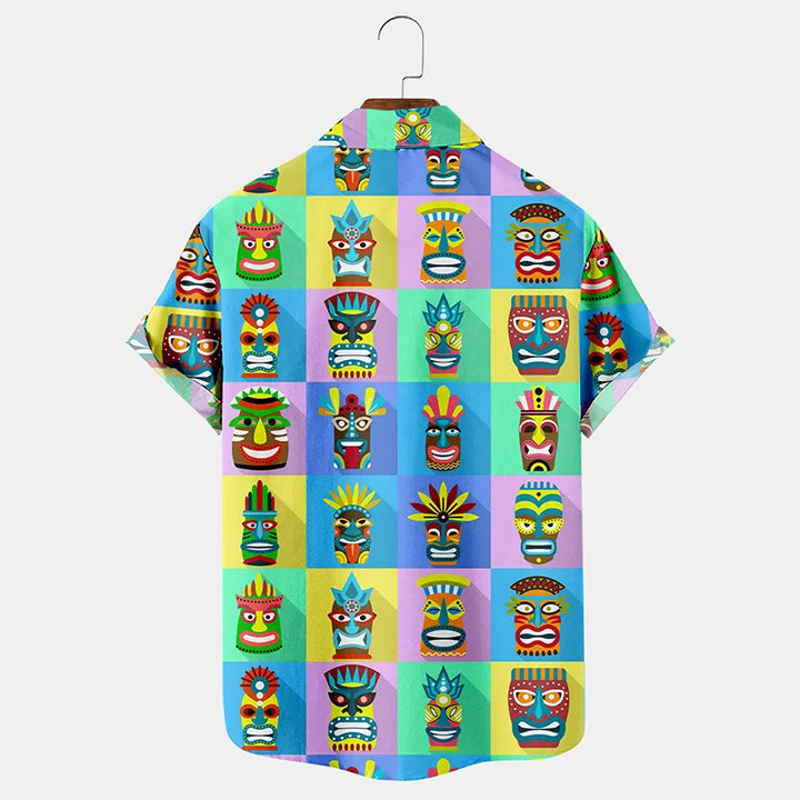 Hawaiian TIKI Printed Casual Loose Short Sleeve Shirt