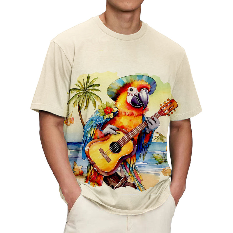 Men's Comfortable Hawaiian Mr. Parrot Print T-Shirt
