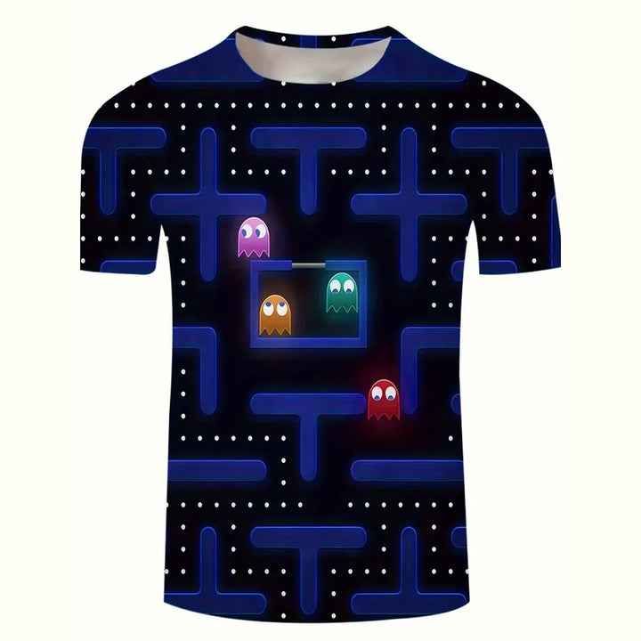 Men's Maze Print 3D Crew Neck T-Shirt