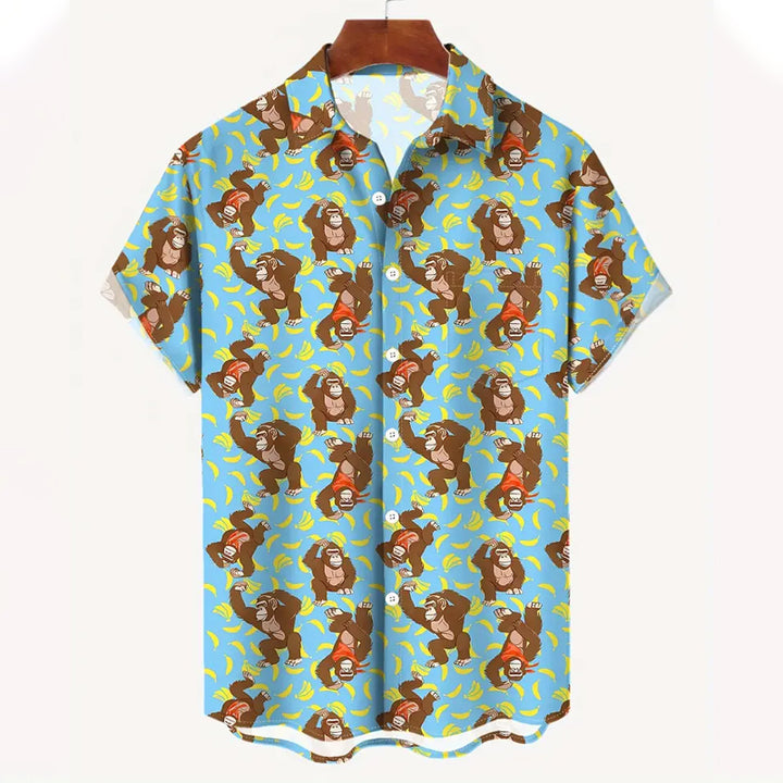 Mens Fashionable Monkey Print Shirt