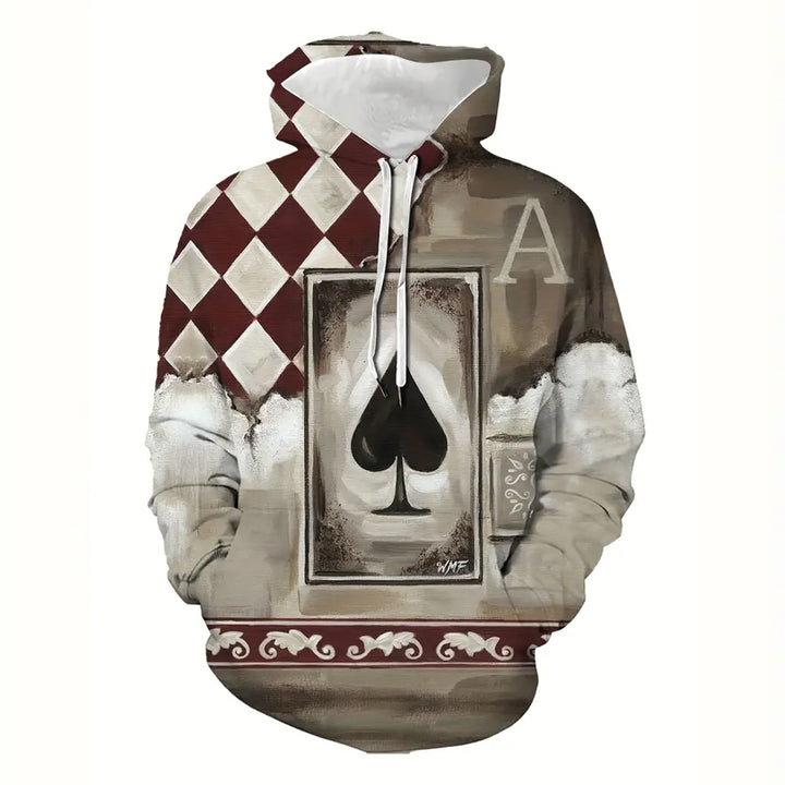 Men's Stylish Loose Poker Pattern Hoodie