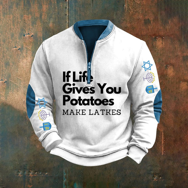 Men's If Life Gives You Potatoes Make Latkes Hanukkah Sweatshirt