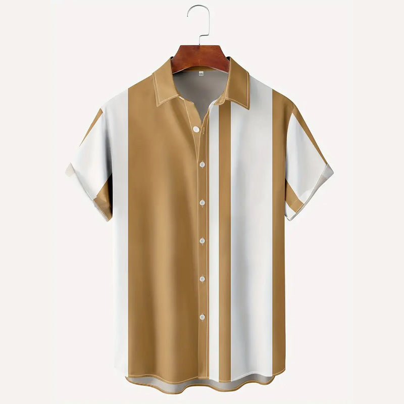 Men's Stylish Stripe Print Casual Short Sleeve Shirt