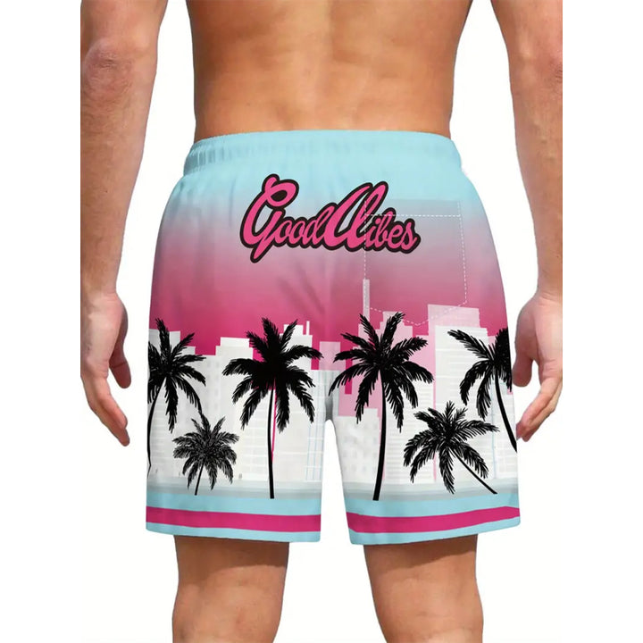 Men's Coconut Trees Pattern Print Beach Shorts