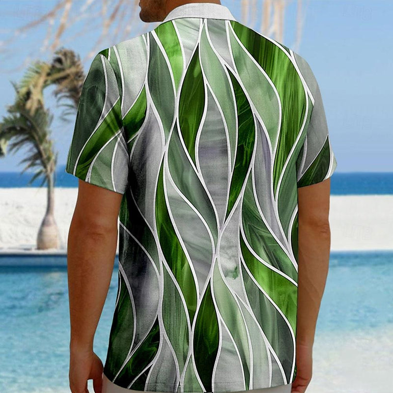 Men's Geometric Textured Hawaiian Resort Printed Shirts 2407000758