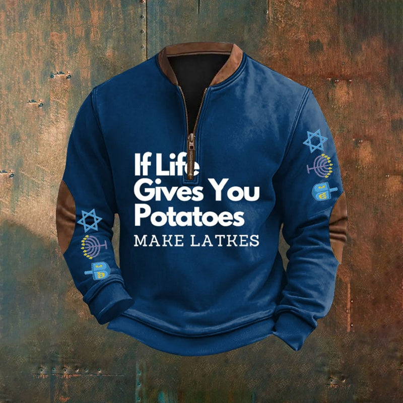 Men's If Life Gives You Potatoes Make Latkes Hanukkah Sweatshirt