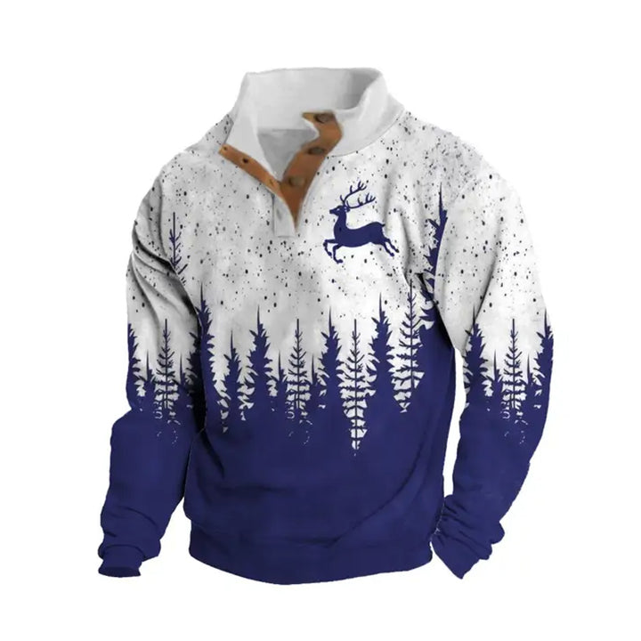 Men's Christmas elk and woods print sweatshirt