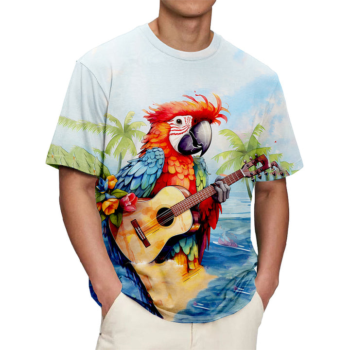 Men's Comfortable Hawaiian Mr. Parrot Print T-Shirt