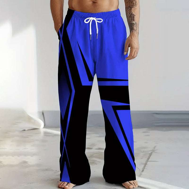 Men's Digital Print Loose Wide Leg Pants