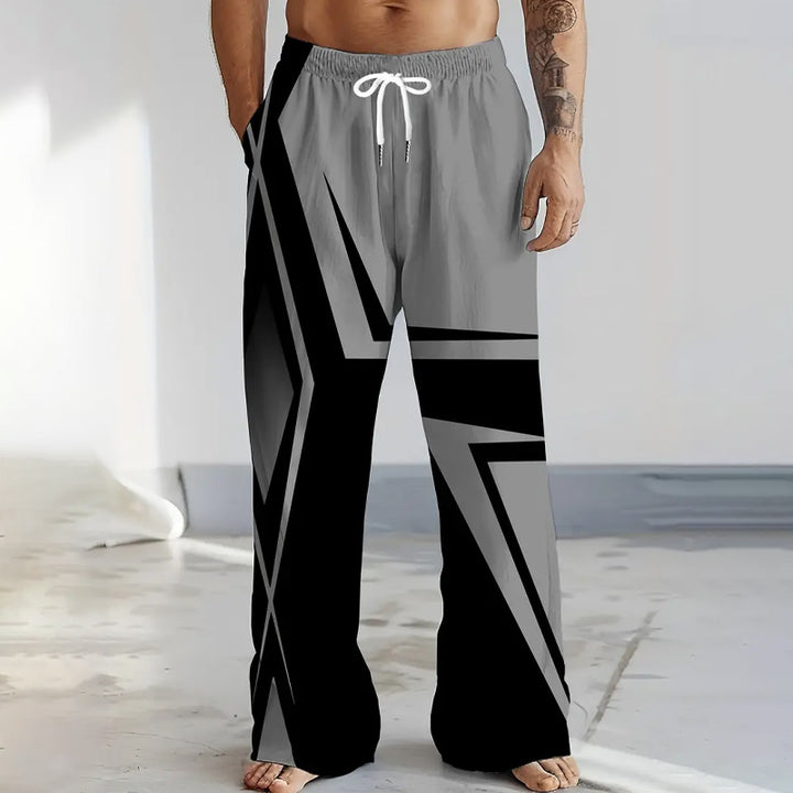 Men's Digital Print Loose Wide Leg Pants