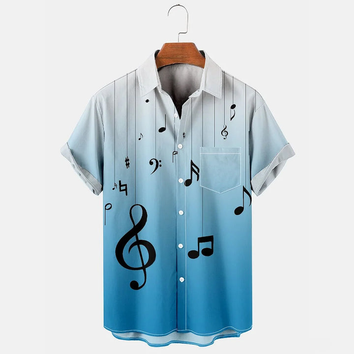 Men's Simple Music Notation Sheet Print Cozy Shirt 2407002076