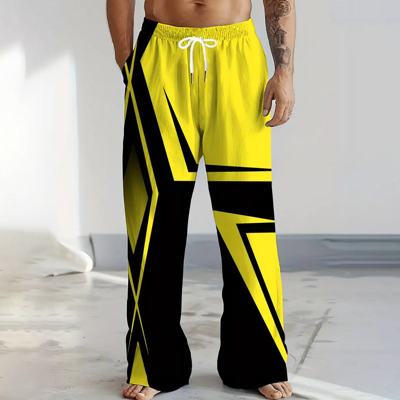 Men's Digital Print Loose Wide Leg Pants