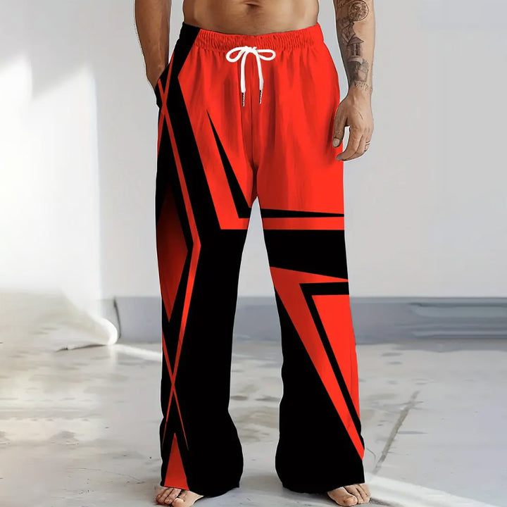 Men's Digital Print Loose Wide Leg Pants