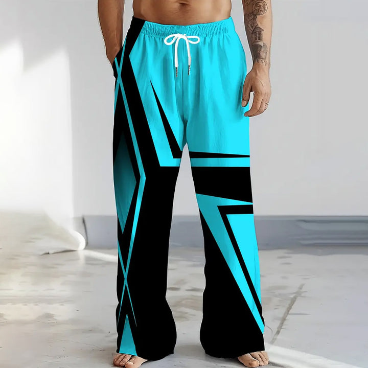 Men's Digital Print Loose Wide Leg Pants