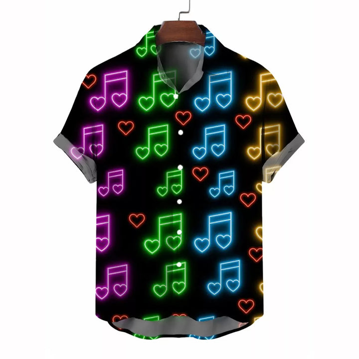 Men's Simple Music Notation Sheet Print Cozy Shirt 2407002076