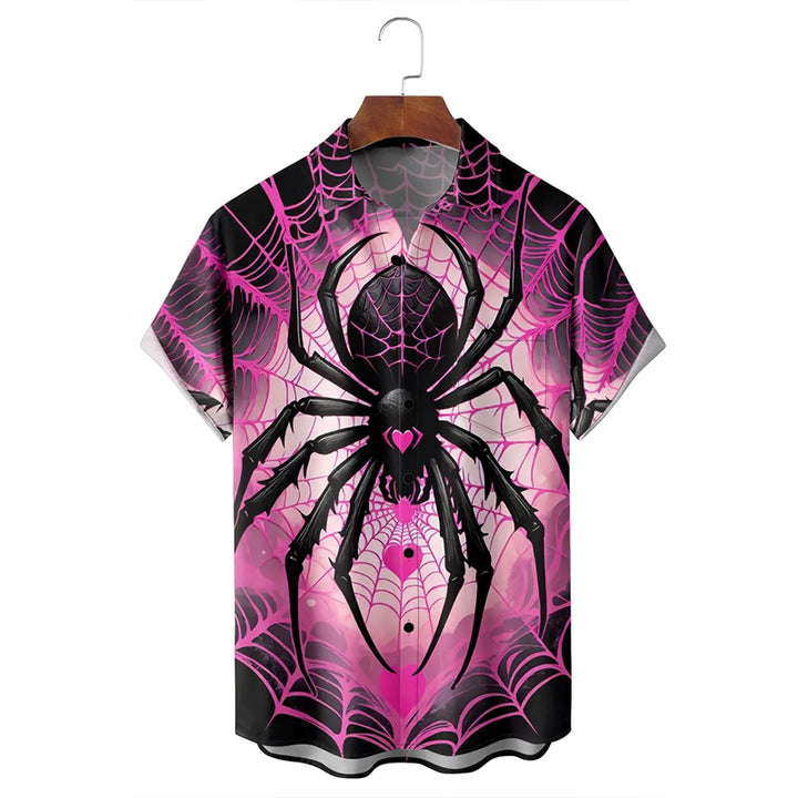 Halloween Spider Hawaiian Short Sleeve Shirt