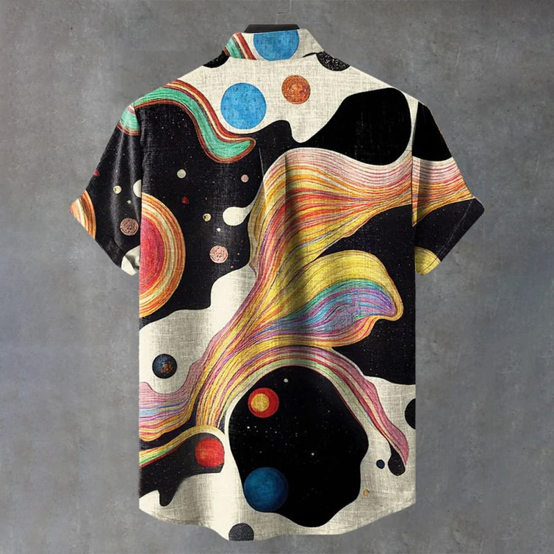 Vintage Abstract Art Print Casual Shirt