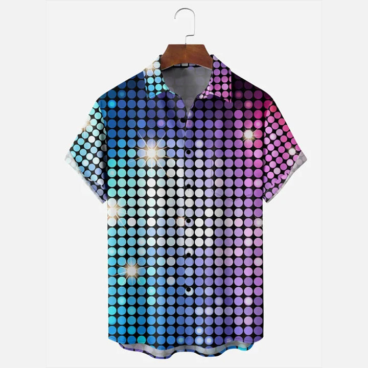 Mens Classic Retro Vintage Disco Short Sleeve Shirt