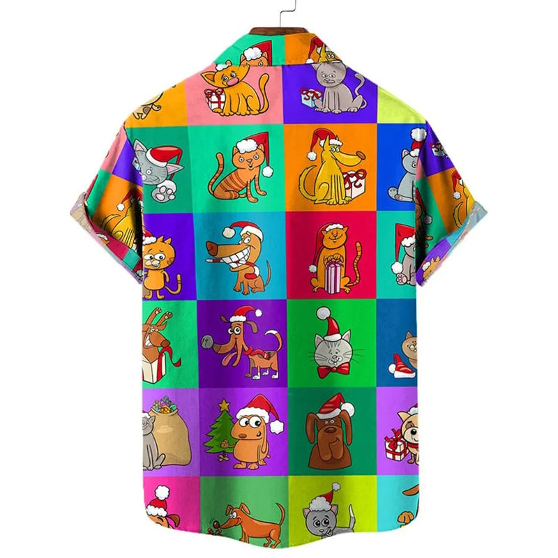 Men's Fashion Casual Cartoon Character Print Shirt